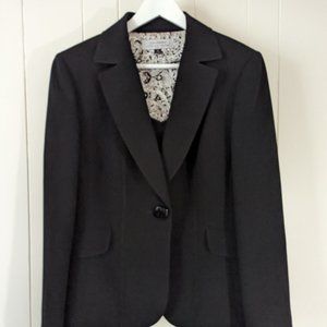 TAHARI Blazer Womens sz 14 black 2 button business long sleeve lined polyester